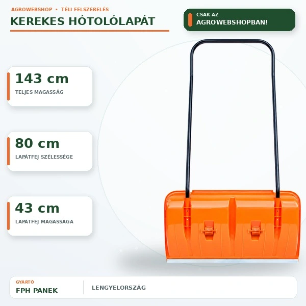 82 cm széles kerekes hótoló lapát alumínium élprofillal